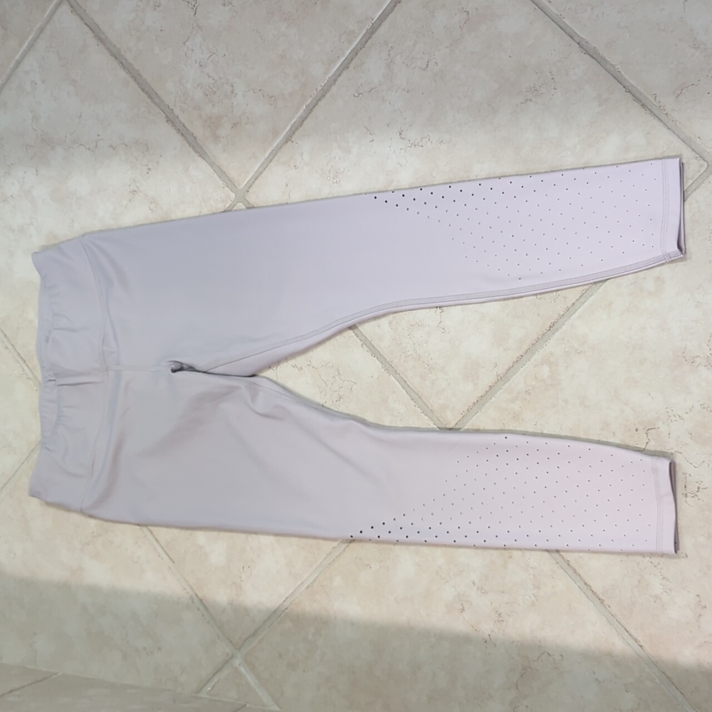 Athleta Light Gray Athletic Legging Perforated Lower Leg Breathable Medium